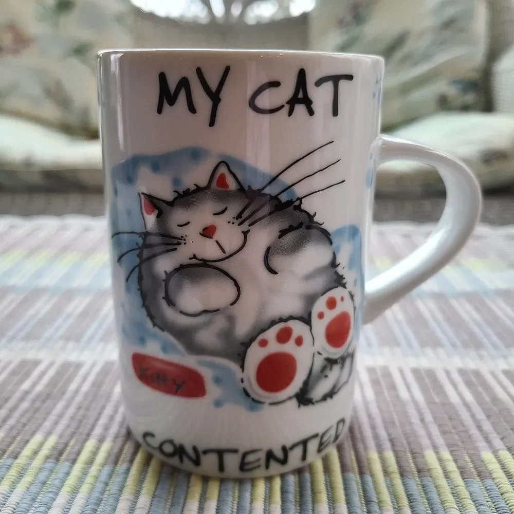 Contented Pets Cat Lover's Fine Porcelain Coffee Tea Cup Mug Rayware Vintage